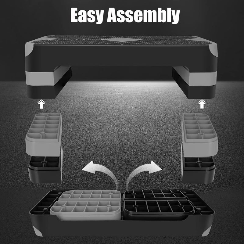 HooKung Adjustable Workout Aerobic Stepper in Fitness & Exercise Step Platform Trainer 3 settings adjustable height 4”-6”-8” - Image 3